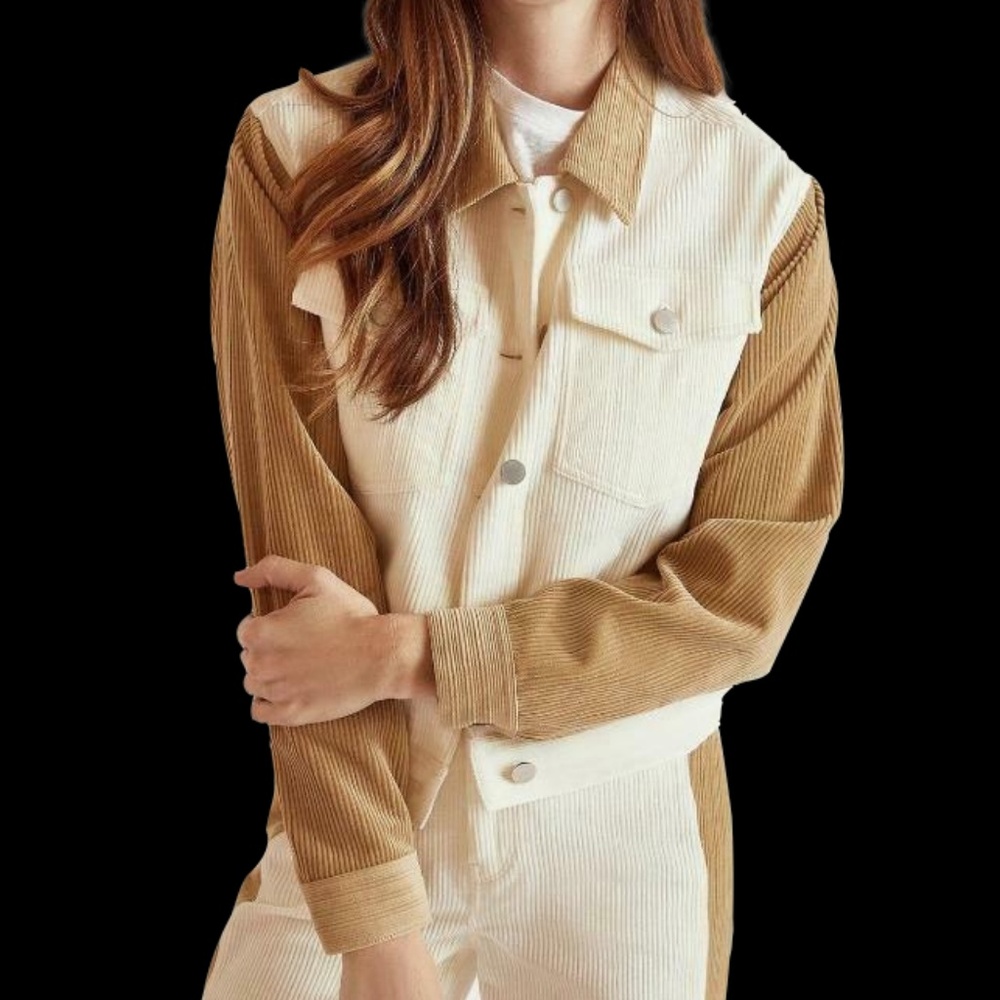NWT - Baldwin Saylor White/Sand Colorblock Corduroy Jacket BLDWN